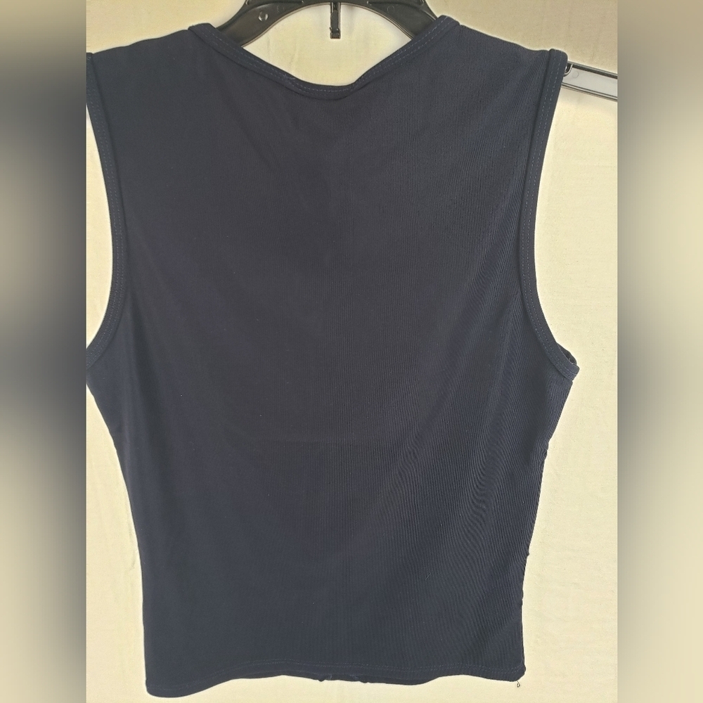 Joule Navy Blue Sleeveless Y2k Shirt Sz M - Picture 4 of 7
